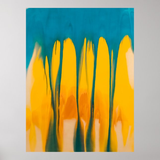 Póster Prendas de vestir amarillas y azules (Frente)