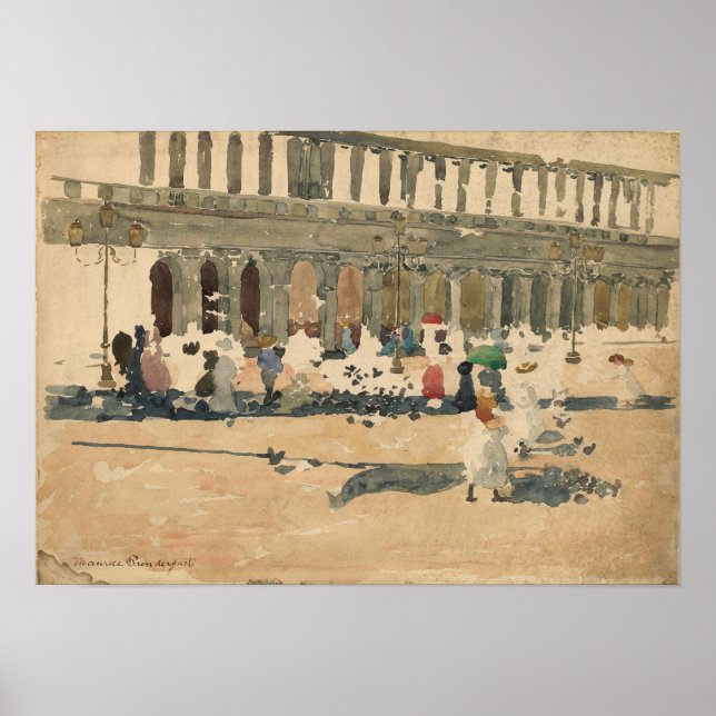 Póster Prendergast - Caffe Florian En Venecia 1898 (Frente)