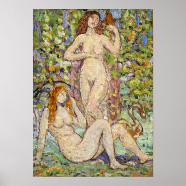 Póster Prendergast - Dos Figuras Con Cisne 1910 (Frente)