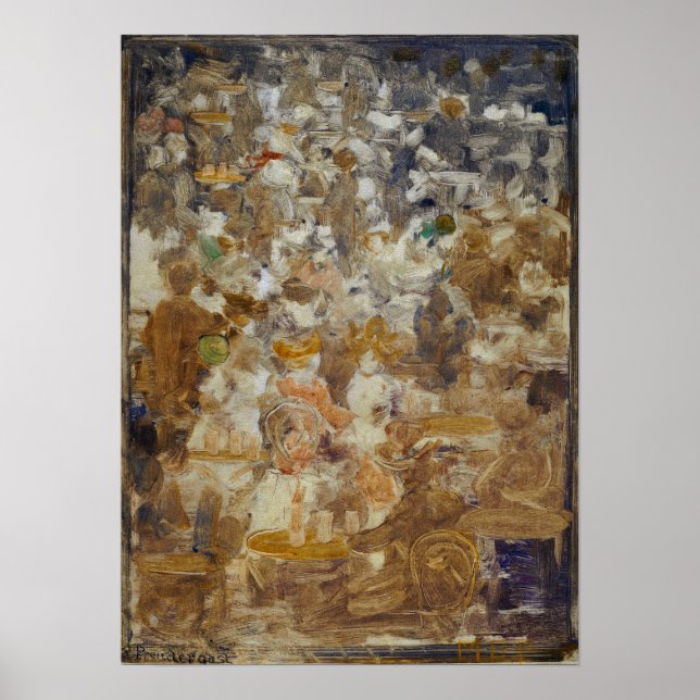 Póster Prendergast - Escena de Café al Aire Libre 1900 (Frente)