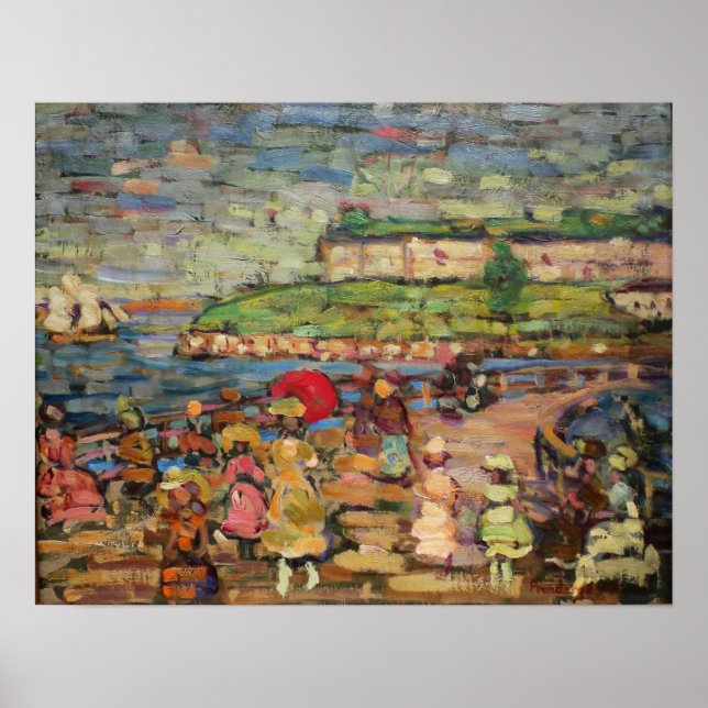Póster Prendergast - Figuras en un puente (Frente)