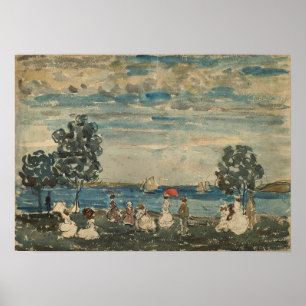 Póster Prendergast - Figuras en una playa 1910