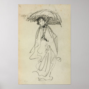 Póster Prendergast - Mujer De Pie Con Parasol