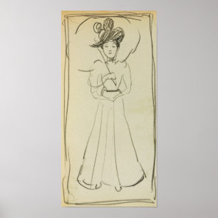 Póster Prendergast - Mujer De Pie Con Parasol