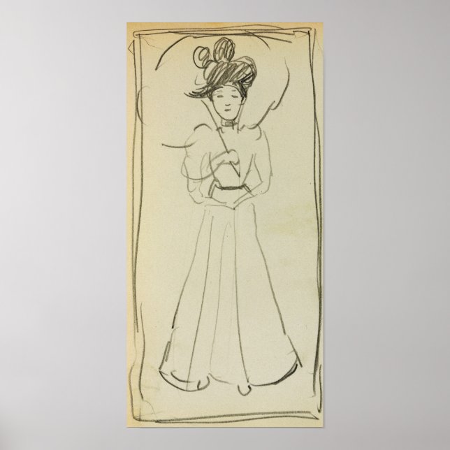 Póster Prendergast - Mujer De Pie Con Parasol (Frente)