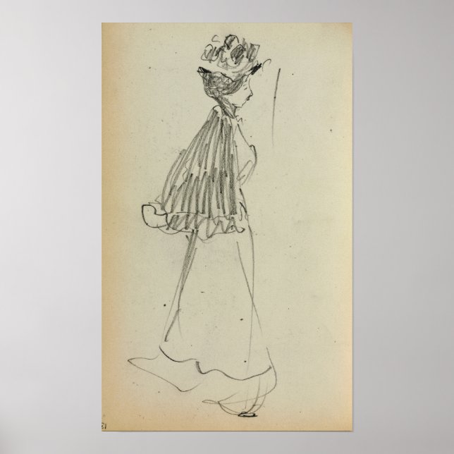 Póster Prendergast - Mujer de pie de perfil (Frente)
