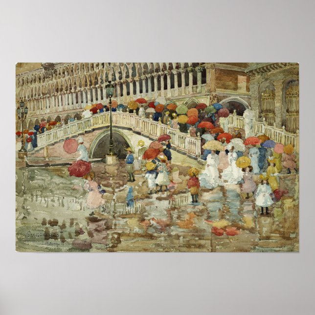 Póster Prendergast - Paraguas en la lluvia (Frente)