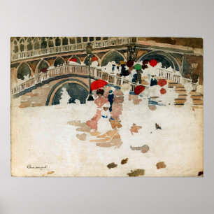 Póster Prendergast - Paraguas en la lluvia Venecia