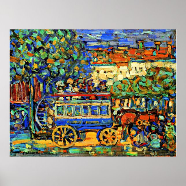 Póster Prendergast - París Omnibus, pintura colorida (Frente)