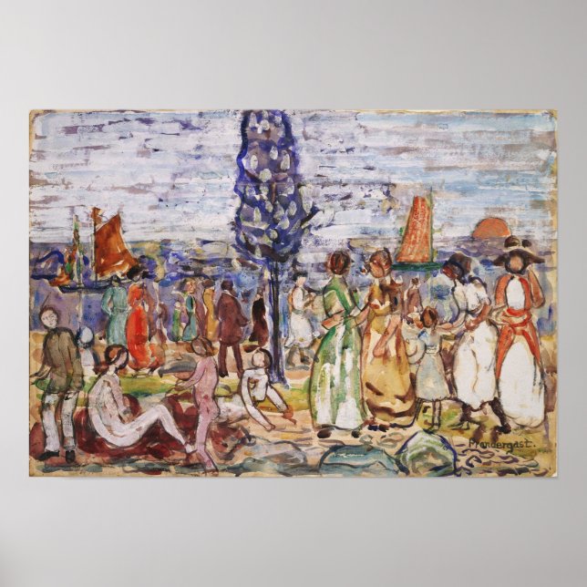 Póster Prendergast - Playa Con Árbol Azul (Frente)