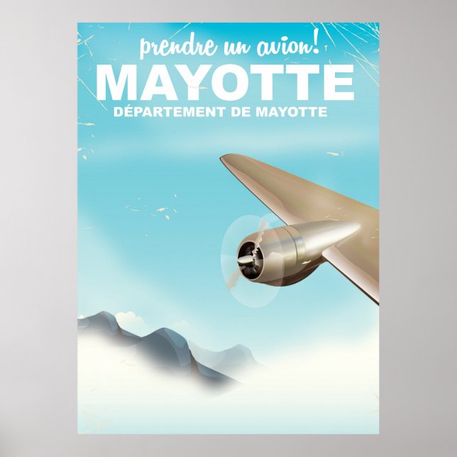 Póster ¡Prendre un avion! Afiche de viaje de Mayotte (Frente)
