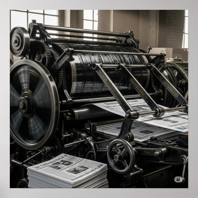 Póster Prensa de periódico vintage (Frente)