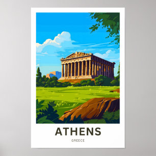 Póster Prensa de viaje de Atenas Grecia