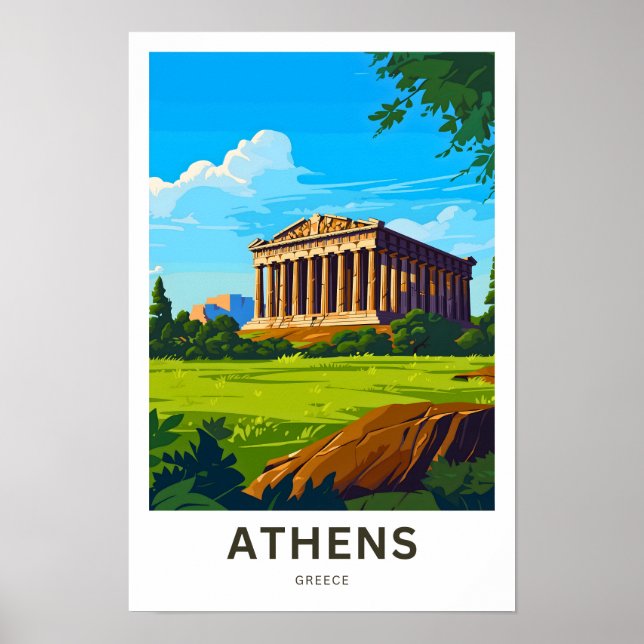 Póster Prensa de viaje de Atenas Grecia (Frente)