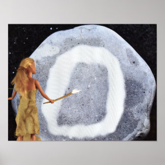 Póster Preparándose para pintar una gran roca. poster