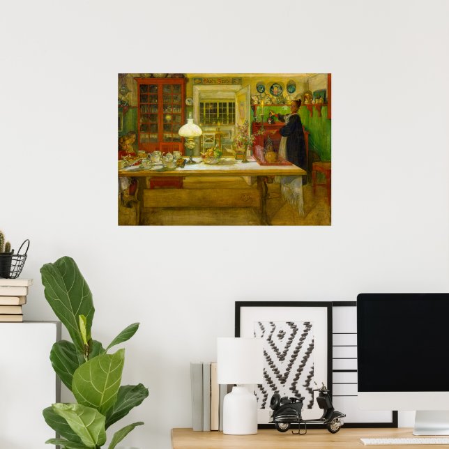 Póster Preparándose para un juego de Carl Larsson (Oficina en casa)