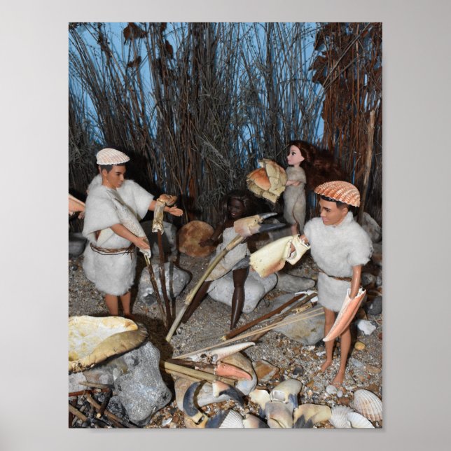 Póster Preparándose para una cacería prehistórica. (Frente)
