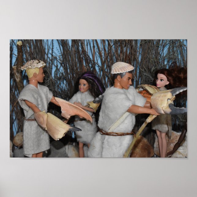 Póster Preparándose para una cacería prehistórica. (Frente)