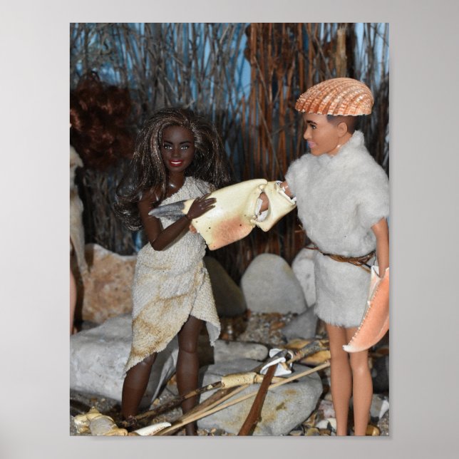 Póster Preparándose para una cacería prehistórica. (Frente)