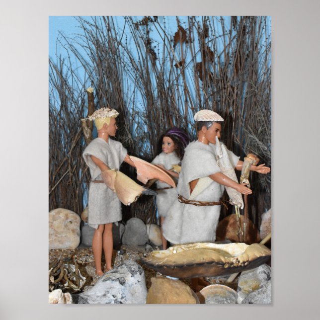 Póster Preparándose para una cacería prehistórica. (Frente)