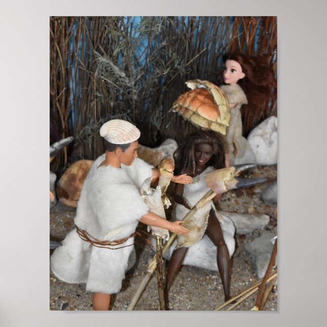 Póster Preparándose para una caza prehistórica. (Frente)