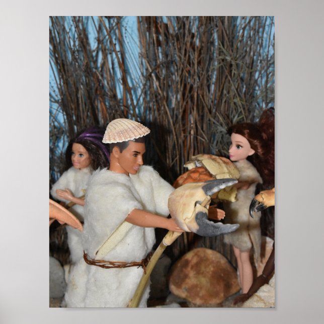 Póster Preparándose para una caza prehistórica. (Frente)