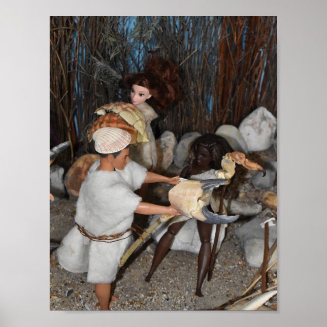Póster Preparándose para una caza prehistórica. (Frente)