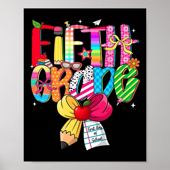 Póster Preppy 5th Grade Dream Team Back To School Teacher (Frente)