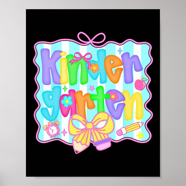 Póster Preppy Back To School Kindergarten Coquette Bow Gi (Frente)