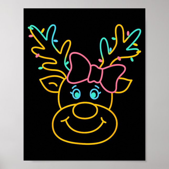 Póster Preppy Christmas Coquette Bow Reindeer Family Matc (Frente)