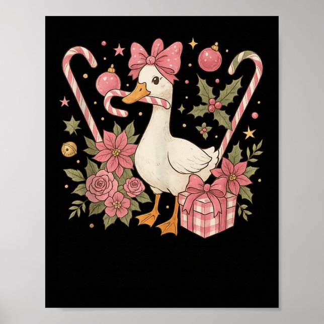 Póster Preppy Coquette Goose Christmas 2025 Family Matchi (Frente)