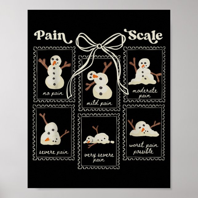 Póster Preppy Coquette Pain Scale Stamps Snowmen Trauma E (Frente)