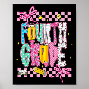 Póster Preppy Cuarto Grado Regreso a la Escuela 4to Grado