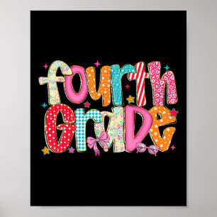 Póster Preppy Cuarto Grado Regreso a la Escuela 4to Grado