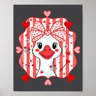 Póster Preppy Cute Ganso Coquette Lazo Día de San Valentí