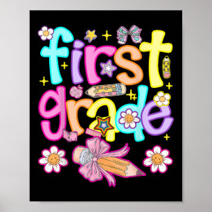 Póster Preppy de primer grado vuelve a la escuela niña de