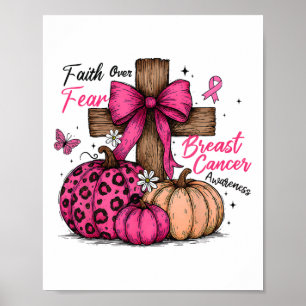 Póster Preppy Faith Over Fear Coquette Christian Cross Pu