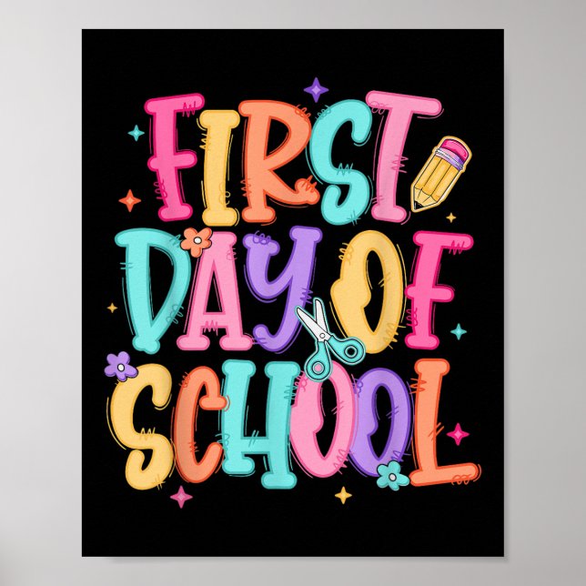 Póster Preppy First Day Of School Teacher Girls Kids Back (Frente)