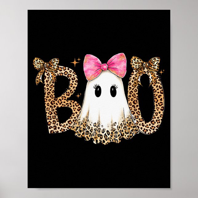 Póster Preppy Ghost Boo,leopard Soky Coquette,halloween F (Frente)