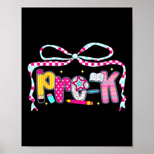Póster Preppy Groovy Lazo Coquette Pre-k De vuelta al col