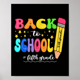 Póster Preppy Hello 5º Grado Para El Primer Día De Vuelta