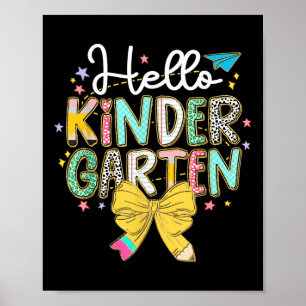 Póster Preppy Hola Maestra de Jardín de Infantes Coquette