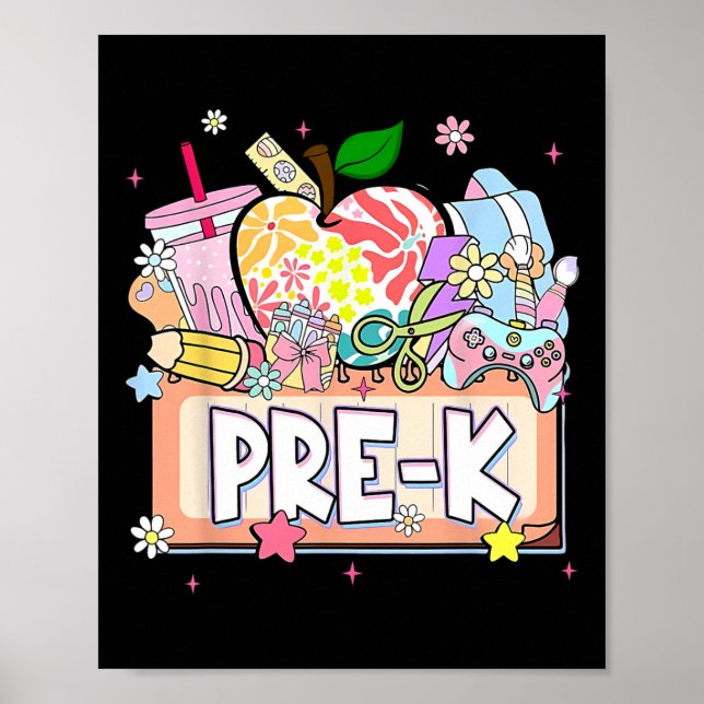 Póster Preppy Kids Pre-k Grad 2025 Preschool Prek Graduat (Frente)