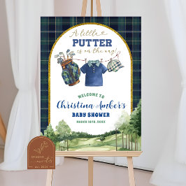 Póster Preppy Luxury Golf Baby Shower Welcome Sign
