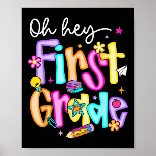 Póster Preppy Oh Oye Primer Grado De Vuelta A Maestros De