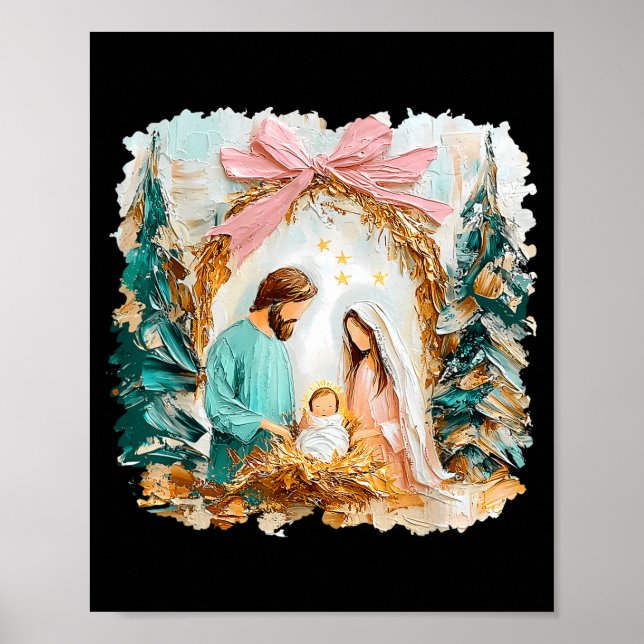 Póster Preppy Painted Christian Nativity Scene God Faith  (Frente)