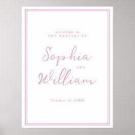 Póster Preppy Peony Pink Chic Wedding Welcome Sign