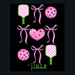 Póster Preppy pink pickleball shirt girls love playing<br><div class="desc">Preppy pink pickleball shirt girls love playing pickle ball</div>