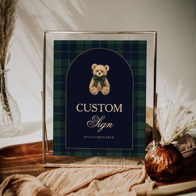 Póster Preppy Polo Teddy Bear Baby Shower Editable Table  (Subido por el creador)