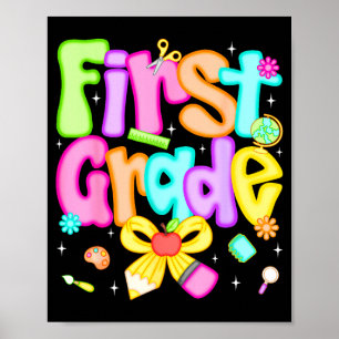Póster Preppy primer grado de vuelta al colegio 1er grado